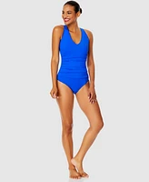 Anne Cole Women's V-Neck Cross-Back One-Piece Swimsuit