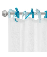 Awesome Home Tabitha Ribbon multi color Tie Top Curtains Pair