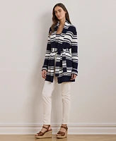 Lauren Ralph Women's Striped Belted Cotton-Blend Cardigan