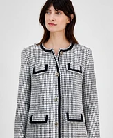 Anne Klein Women's Tweed Collarless Long Jacket