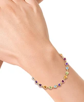 Effy Multi-Gemstone Heart Bezel Link Bracelet (5-5/8 ct. t.w.) in 14k Gold