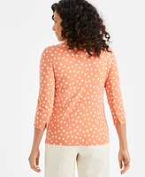 Style & Co Women's Printed Pima Cotton 3/4-Sleeve Top, Exclusively at Macy's