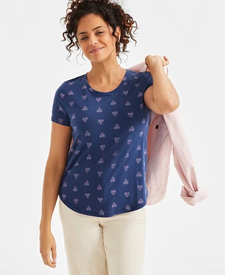Style & Co Women's Heart Printed Short-Sleeve T-Shirt, Exclusively at Macy's
