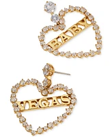 Ajoa Gold-Tone Cubic Zirconia "Vegas Baby" Open Heart Drop Earrings