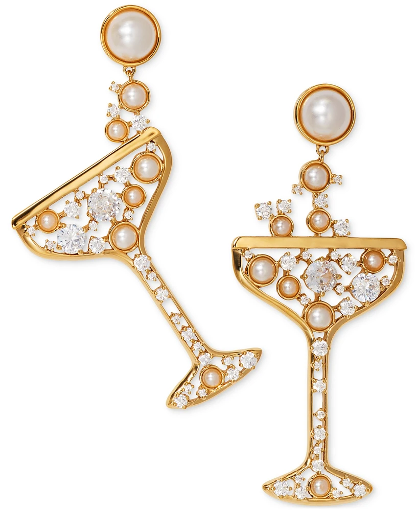 Ajoa Gold-Tone Imitation Pearl & Cubic Zirconia Bubbly Champagne Drop Earrings