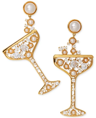 Ajoa Gold-Tone Imitation Pearl & Cubic Zirconia Bubbly Champagne Drop Earrings