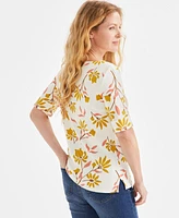 Style & Co Women's Printed Elbow-Sleeve Top, Exclusively at Macy's