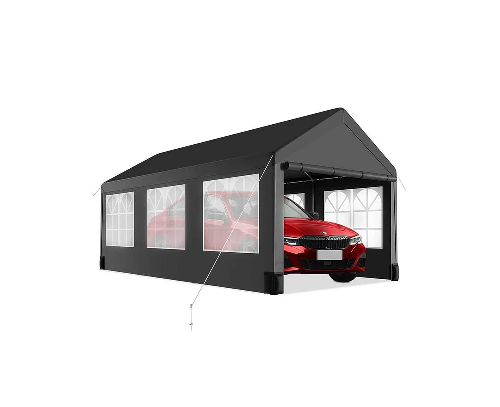 gaomon 10'x20' Heavy Duty Carport Canopy with 6 Roll-up Windows, All-Season Tarp Cover, Metal Roof - Ideal for Car, Suv, Truck & Boat