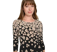 Tommy Hilfiger Women's Graduated Floral 3/4-Sleeve Dress