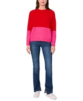 Sam & Jess Women's Colorblocked Crewneck Long-Sleeve Sweater