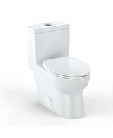 gaomon One-Piece Toilet,Dual Flush Elongated Toilet with Soft Close Seat, High-Efficiency Supply, White