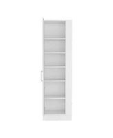 Depot E-shop Fairfield Utility Storage Cabinet with 6-Tier Shelf and Broom Hangers, White