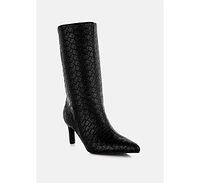 London Rag Mentha Woven Faux Leather Boots