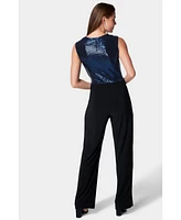 Bebe Women's Disco Dot Wrap Tie Jumpsuit