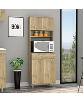 Depot E-shop Helis 60 Pantry Double Door Cabinet, One Drawer, Four Legs, Three Shelves