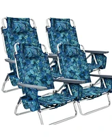 Sugift 4-Pack 5-Position Outdoor Folding Backpack Beach Reclining Chair with Pillow