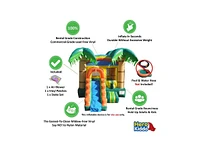 HeroKiddo Tropical Breeze Commercial Grade Bounce House with Slide for Kids and Adults (with Blower) Basketball Hoop Inside, All-Season, Outdoor Indoo