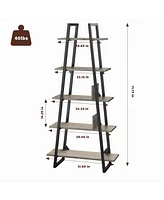 gaomon 5 Tier Ladder Bookshelf, Narrow Open Book Shelf, Tall Standing Bookcase with Steel Frame