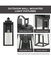 Flynama Dusk to Dawn 1-Light Matte Black Sensing Outdoor Hardwired Wall Sconce with No Bulb Included
