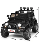 Hongge 12V 2-Seater Ride on Car Truck with Remote Control and Storage Room-Black