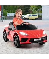 Hongge 12V Electric Kids Ride On Car Licensed Chevrolet Corvette C8 with Remote Control Ages 3+ Years Old