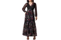 Kiyonna Women's Isabella Embroidered Mesh Formal Gown