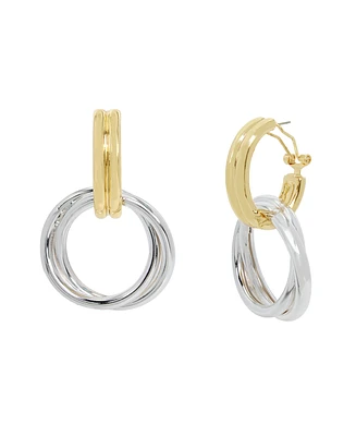 Robert Lee Morris Soho Two Tone Ribbed Doorknocker Earrings - Two