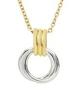 Robert Lee Morris Soho Two Tone Ribbed Ring Pendant Necklace