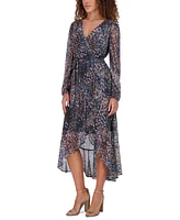 kensie Women's Printed High-Low Midi Dress