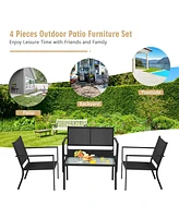 Sugift 4 Pieces Patio Furniture Set Sofa Coffee Table Steel Frame Garden
