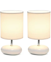 Creekwood Home 10.24" Traditional Mini Round Rock Table Lamp 2 Pack Set