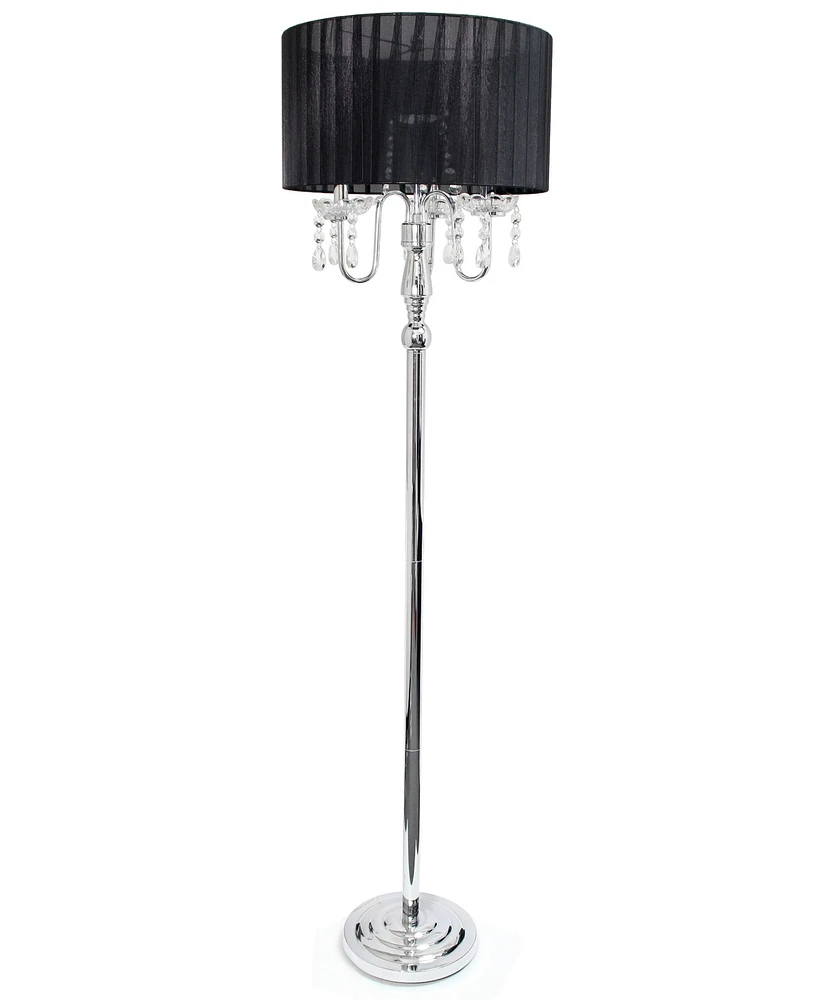 Lalia Home 62" Glamorous Chrome Cascading Crystal Floor Lamp