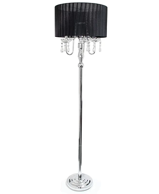 Lalia Home 62" Glamorous Chrome Cascading Crystal Floor Lamp