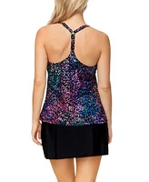 Island Escape Womens Printed Underwire Tankini Top High Waist Tummy Control Swim Skirt Exclusively At Macys