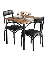 gaomon Dining Table Set, Kitchen Table and Chairs for 2, with 2 Upholstered Chairs, 3 Piece Dining Table Set,Brown