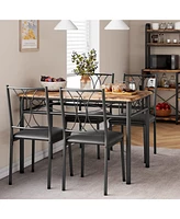 gaomon Dining Table Set for 4, Kitchen Table and Chairs, Dining Room Table Set with 4 Upholstered Chairs, Kitchen Table Set , Brown