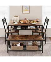 gaomon Dining Table Set for 4, Kitchen Table and 2 Chairs , 47.2" Rectangular Kitchen Table Set