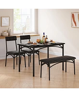 gaomon Dining Table Set for 4, Kitchen Table and Chairs for 4, Rectangular Kitchen Table Set , Dining Room Table Set,Black
