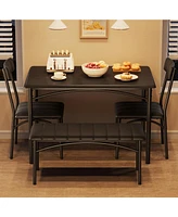 gaomon Dining Table Set for 4, Kitchen Table and Chairs for 4, Rectangular Kitchen Table Set , Dining Room Table Set,Black