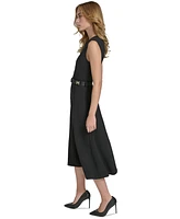 Halston Women's Scuba-Crepe Belted Midi Dress