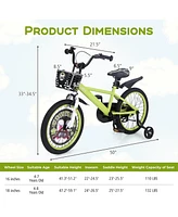 Hongge 16/18 Inch Kids Bike Adjustable with Detachable Training Wheels for 4-8 Years Old