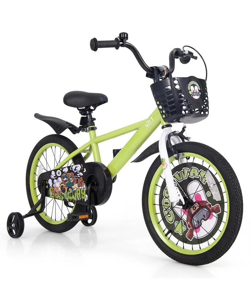 Hongge 16/18 Inch Kids Bike Adjustable with Detachable Training Wheels for 4-8 Years Old