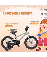 Hongge 16-Inch Kids Bike Bicycle for Boys Girls 4-7 Adjustable with High Carbon Steel Frame