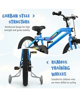 Hongge 16/18 Inch Kids Bike Led Lighted Adjustable with Training Wheels for 4-8 Years Old Kids