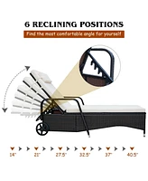 Inolait Outdoor Recliner Cushioned Chaise Lounge with Adjustable Backrest