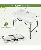 Givimo Fish Cleaning Table with 2 Sinks and 360° Rotatable Fauce