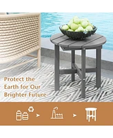 Vebreda 18 Inch Adirondack Round Side Table with Cross Base and Slatted Surface