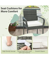 Givimo All Weather Pe Rattan Bar Chairs Set of 4 with Armrests and Seat Cushions for Porch Backyard