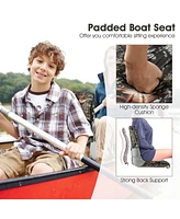 Vebreda Low Back Folding Padded Boat Seat with 4 Bolts for Outdoor Adventures-Camouflage