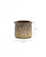 LuxenHome Rustic Ginger Root Brown Cement -Inch Tall Indoor and Outdoor Cylinder Vase